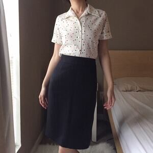 Magaschoni Collection 100% silk black career skirt-BA4